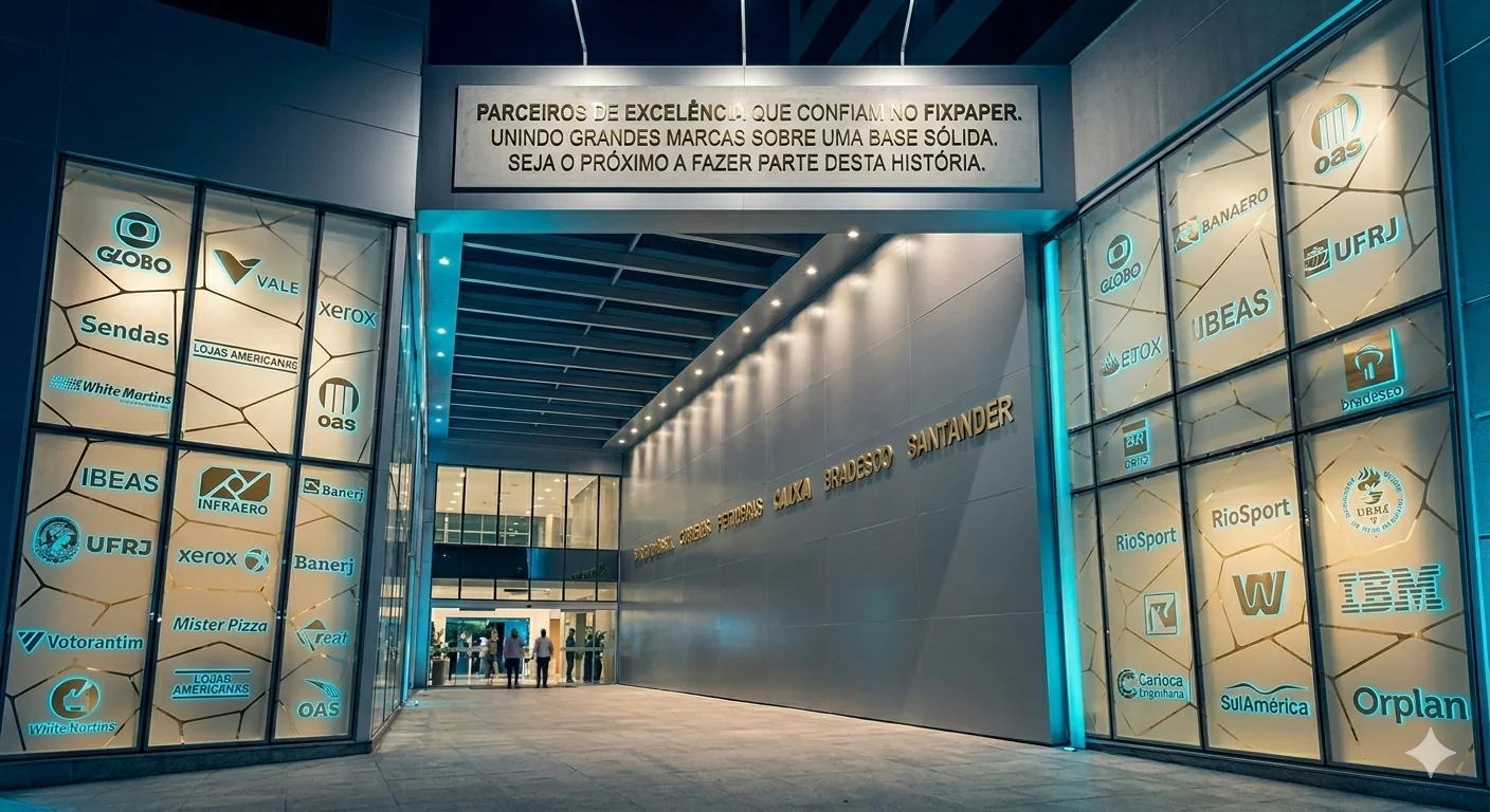Parceiros de excelência que confiam no FixPaper — Globo, Vale, IBM, Xerox, Bradesco